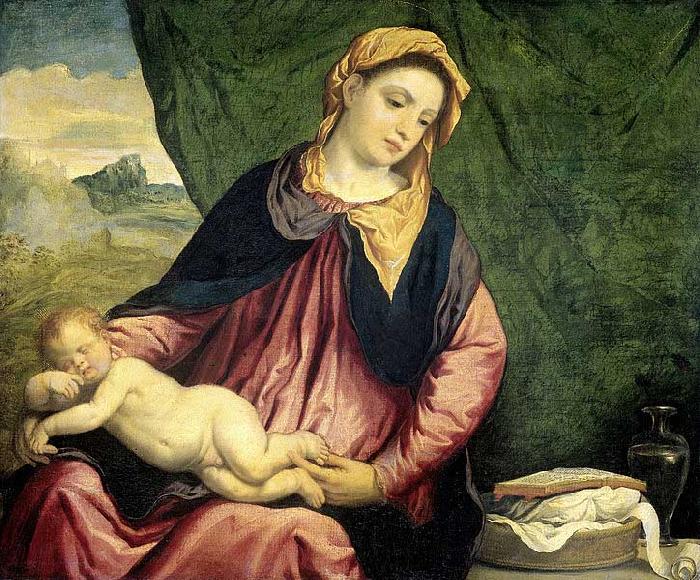 Paris Bordone Madonna with Sleeping Child